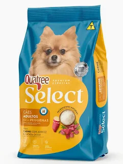 Foto do produto QUATREE SELECT ADULTOS RAÇAS PEQUENAS CARNE 3KG disponível na Agropecuária Nossos Bichos em Volta Redonda, RJ