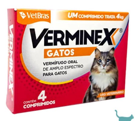 Foto do produto VERMINEX GATOS 4 COMPRIMIDOS disponível na Agropecuária Nossos Bichos em Volta Redonda, RJ